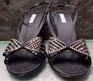 Schwarzer Strass Schleife Riemchen Slingback von Alfani, Größe 8M, Neu mit Karton - Bild 1 von 7