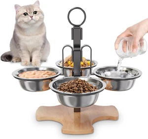 Elevated Cat Bowls with Stand, 3 Height Adjustable Raised Cat Food and Water Bow - Picture 1 of 7