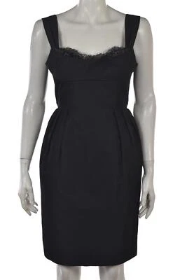 Lida Baday Womens Dress Size 4 Black Floral Trim Sheath Short Sleeveless - Image 1 of 4