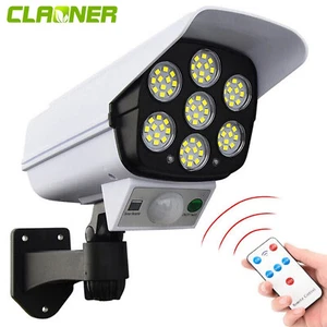CLAONER 77 LED Solar Motion Sensor Light Fake Security Camera Outdoor Floodlight - Picture 1 of 12