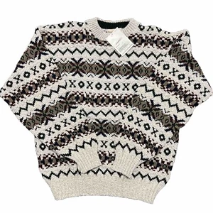 NUEVO CON ETIQUETAS De Colección Sears Fieldmaster Suéter Pullover Para Hombres Medio Tejido Geométrico Algodón Trapo - Imagen 1 de 7