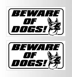 2er Set Kunststoff Vorsicht Hund Deutscher Schirferhund Schilder 12"x6" Warnschilder SCHWARZ - Bild 1 von 4