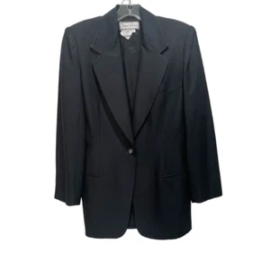 Diane Gilman 100% Silk Black Single Button Notch Lapel Blazer Size 6 - Picture 1 of 5