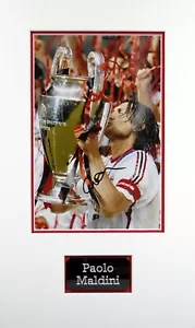 Foto firmada y montada de Paolo Maldini 12x8 + certificado de autenticidad AC Milán Italia fútbol - Imagen 1 de 1