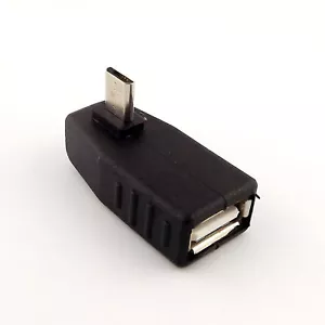 Left Angle 90° Micro USB 5 Pin B Male Plug To USB 2.0 A Female OTG Host Adapter - Picture 1 of 6