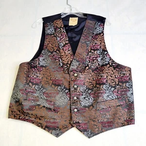 Wah Maker Frontier Clothing Yuma Arizona Men Vest L Western Cowboy Floral - Picture 1 of 8