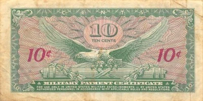 USA / MPC  10  Cents  1964  Series  641  Plate # 80  Circulated Banknote - Image 1 of 2