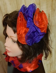 Red Hat Ladies - Red & Purple Chiffon Hair Claw or Fascinator - Picture 1 of 9
