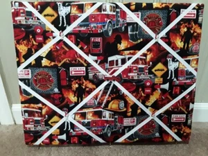 Fire Fighter Themed Memory Board with Matching Accent Buttons - Picture 1 of 2