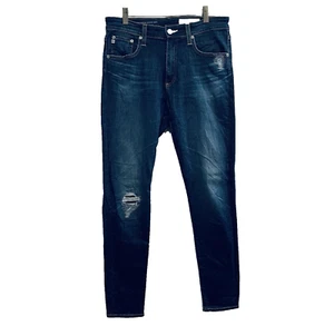 AG ADRIANO GOLDSCHMIED High Rise Farrah Skinny Ankle Distressed Blue Jeans 29R - Picture 1 of 6