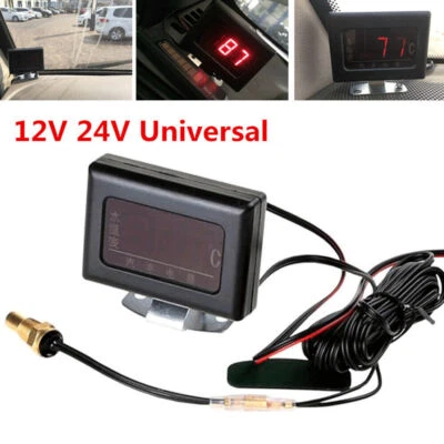 Car Water Temperature Gauge Meter 0-120℃ Red Digital Display w/ Temp Sensor 10mm - Bild 1 von 4