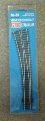 PECO HO scale Curved double radius Left Turnout Code 100 SL-87  - Image 1 of 2