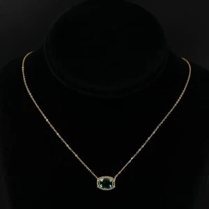 Sterling Silver - DESIGNER Crystal & Prasiolite Pendant 18" Gold Necklace - 3g - Picture 1 of 5