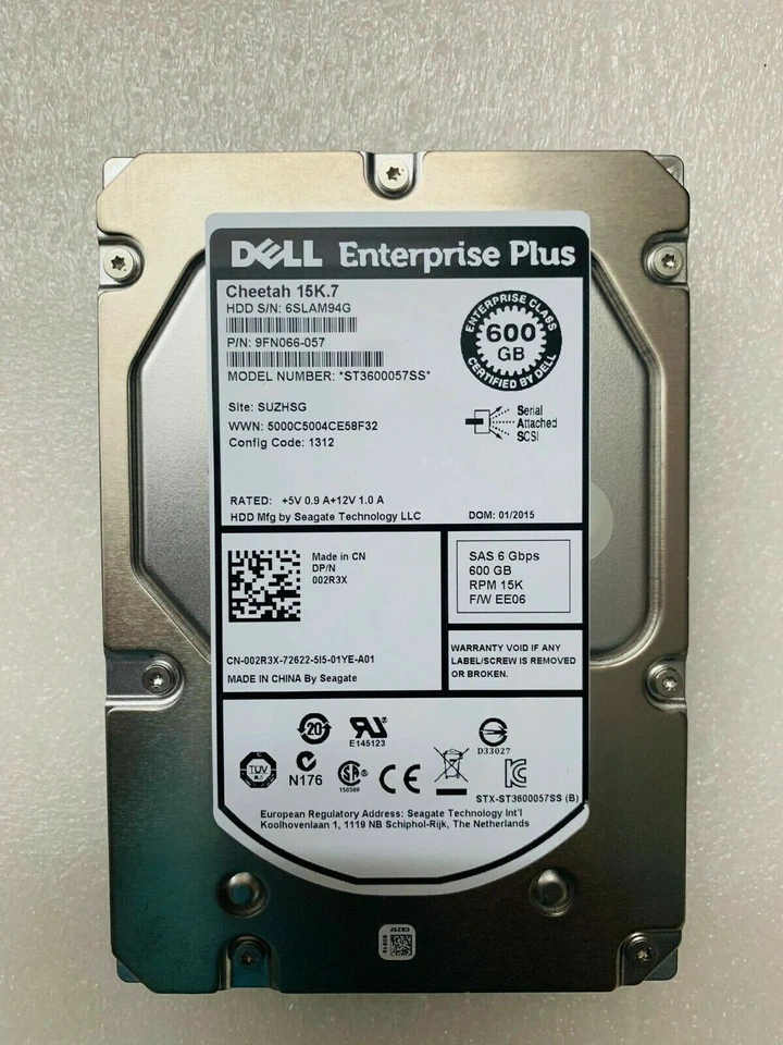 Dell Equallogic 600GB 15K 6G SAS 02R3X PS6100XV PS6110XV PS6210 PS6100 PS4100 - Image 1 of 4