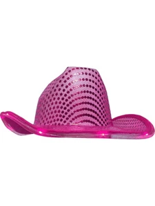 Adult's Purple Sequin Cowboy Hat With LED Trim Costume Accessory - Picture 1 of 1