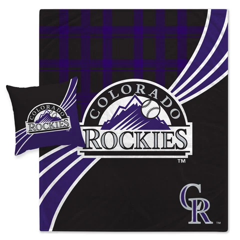 Colorado Rockies Plaid Wave Lightweight Blanket & Pillow Combo Set Cover