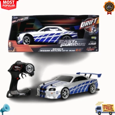 Coches de radio control de radiocontrol Fast & Furious 1:10 Jada Skyline GT-R R34 Drift, plástico Foto 1 de 4