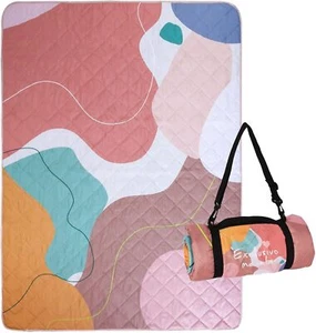 Waterproof Picnic Blanket 60x80" Multicolor Floral Polyester Sandproof - Picture 1 of 8