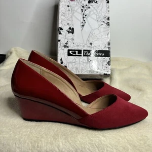 CL by Chinese Laundry Tracie Suede Wedge Heels Color Chili Red Womens Size 9.5 - Picture 1 of 22