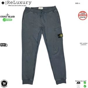 Stone Island Cargo Joggers Men's Blue Cotton Plain Bottoms Trousers Sweatpants L - Picture 1 of 6