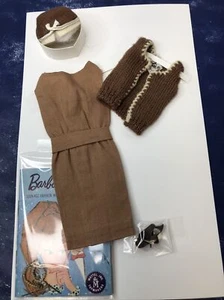 Vintage Mattel Barbie Outfit 1960’s Original Sorority Meeting Brown Dress Q129 - Picture 1 of 21