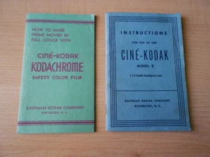 1939 Kodak CINE Model K Instructions & How to Make Home Movies Booklet Lot of 2 - Picture 1 of 12