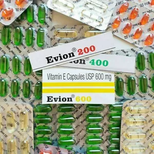 Vitamin E - Evion Capsules for Glowing Face Strong Hair Nails Glow Acne Wrinkles - Picture 1 of 5