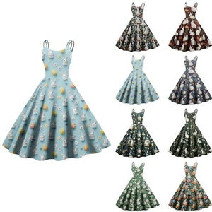 Women's Loose Casual Easter Printed Dresses Summer Sundresses Fashion Dress - Picture 1 of 36