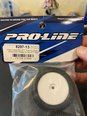 Pro Line 8297-13 Mini-B Rear Pre-Mounted Prism Carpet Tire (White) (2) (Z3) HH - Image 1 of 3