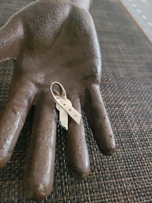 VINTAGE HDN STERLING SILVER PINK STONES DIAMOND BREAST CANCER AWARENESS PIN TACK - Image 1 of 3