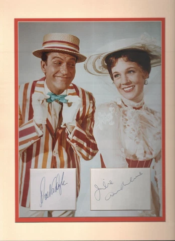 JULIE ANDREWS & DICK VAN DYKE autographs. Custom matted signatures MARY POPPINS Cover