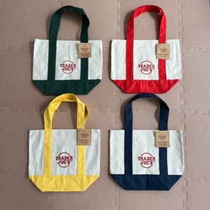 Trader Joe’s mini canvas reusable tote bags set of All 4 Colors New - Picture 1 of 6