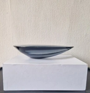 Rare Sasaki Glass Japan 1960 Grey Glass Teardrop Bowl Designed by Denji Takeuchi - Picture 1 of 11