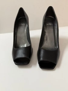 Stuart Weitzman Tacones Peep Toe Cuero Negro Mujer Talla 7.5 Pin Up Nunca Usados - Imagen 1 de 4