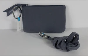 Vera Bradley CARBON GRAY Zip ID Case and Lanyard Keychain Set Change Purse New! - Picture 1 of 4