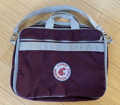Vintage WSU Canvas Bag - Pockets/Zipper - Maroon/White/Gray - Quick Shipping - Image 1 of 4
