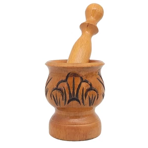 Handmade Wooden Mortar and Pestle Set Herb Spice Grinder Kitchen Tool 8.5cm - Picture 1 of 11