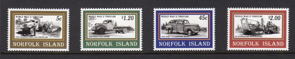 Sellos de vehículos de la Segunda Guerra Mundial de la Isla Norfolk 1995 MNH Foto 1 de 1
