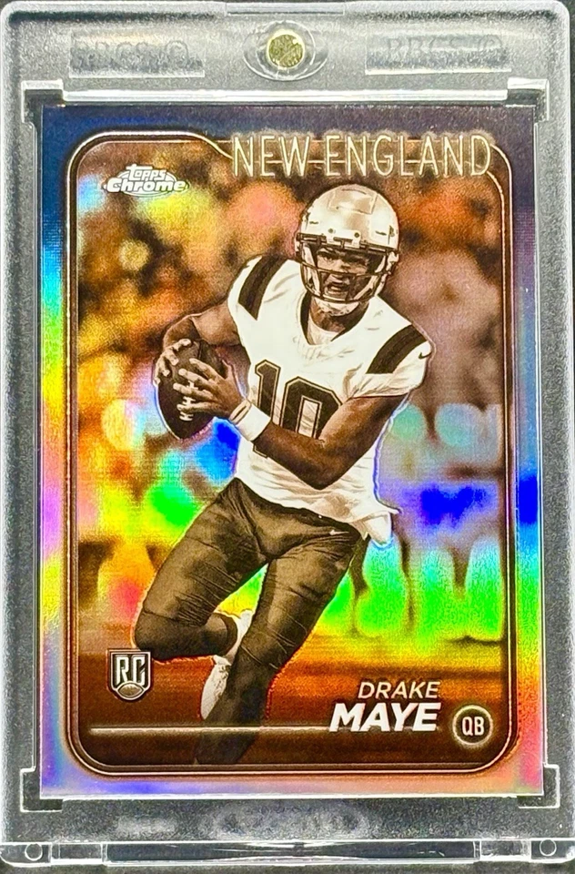 Drake Maye RARO NOVATO REFRACTOR NEGRO/BLANCO TARJETA DE INVERSIÓN PATRIOTAS COMO NUEVO Foto 1 de 2