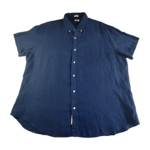 J Crew Size Baird McNutt Irish Linen Relaxed Short Sleeve Shirt Navy Blue XXL - Picture 1 of 7