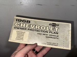 1968 Chevrolet Owner Protection Plan Protect-o-Plate Corvette Camero Chevelle H - Picture 1 of 4