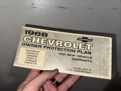 1968 Chevrolet Owner Protection Plan Protect-o-Plate Corvette Camero Chevelle H - Imagem 1 de 4