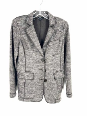 Blazer de diseñador Worth talla 2 marrón oscuro/taupe mezcla de lana abigarrada Foto 1 de 4