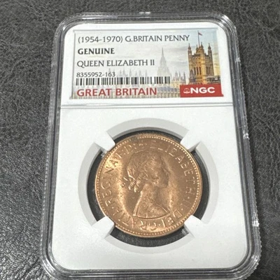 1954-1970 (1967) GREAT BRITAIN PENNY QUEEN ELIZABETH II NGC GENUINE 8355952-163 - Image 1 of 4