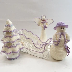 Trineo, muñeco de nieve, árbol y ángel K-MART de ganchillo recorta un árbol de colección - Imagen 1 de 10