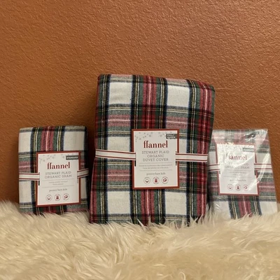 Funda nórdica Pottery Barn Morgan a cuadros Full Queen 2 fundas franela navideña niños Foto 1 de 3