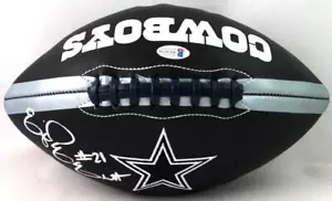 Ezekiel Elliott Autographed Dallas Cowboys Black Logo Football- Beckett W *White - Picture 1 of 3