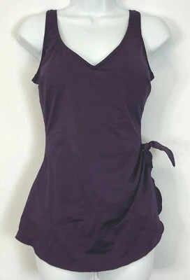 Traje de baño ROXANNE para mujer 36 C de una pieza spandex cuello en V cintura corbata ciruela Foto 1 de 4