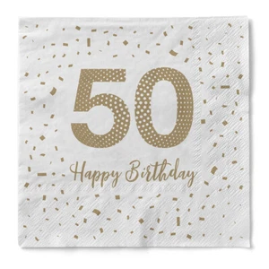 Serviette "Happy Birthday - 50" aus Tissue 33 x 33 cm, 100 Stück - Geburtstag - Bild 1 von 5