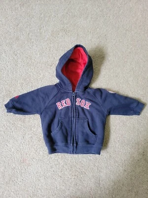 Majestic MLB 红袜队婴儿全拉链海军蓝连帽运动衫尺寸 6/9 个月 — 第 1/4 张图片